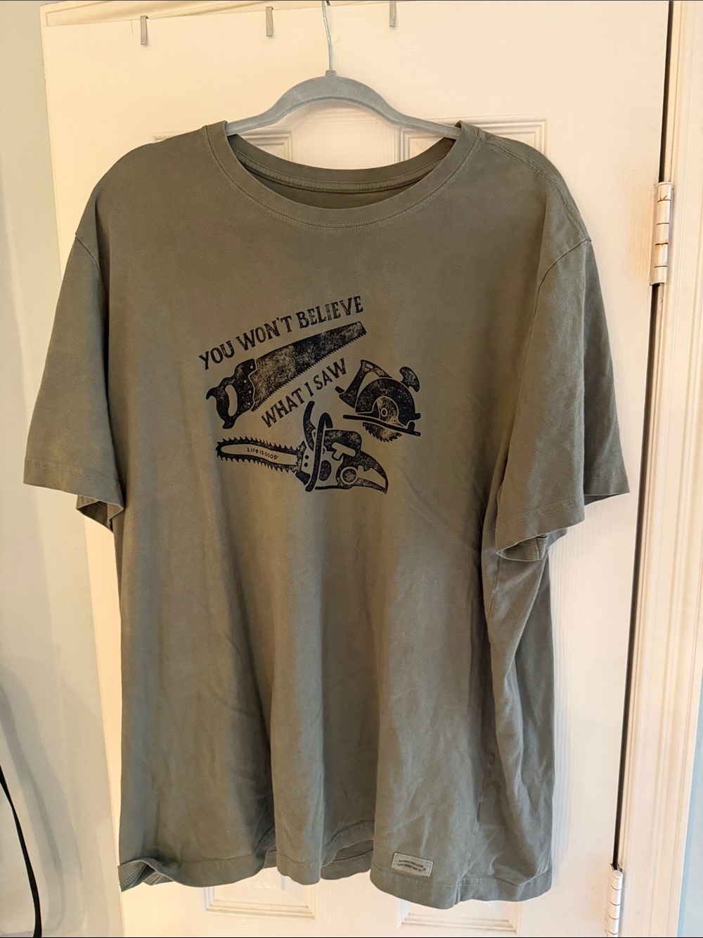 Life Is Good Men's Olive Graphic Tee with Tool Illustration